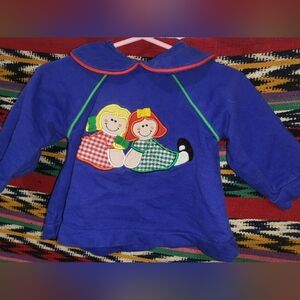 Vintage 90s Austin & Ashley Blue Kids Sweatshirt with Dolls Design